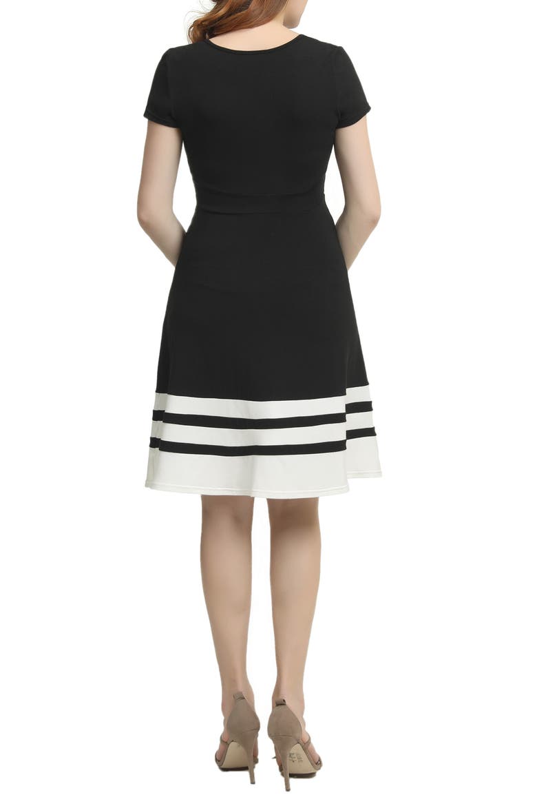 Theresa Colorblock Maternity Skater Dress, Alternate, color, BLACK/ WHITE