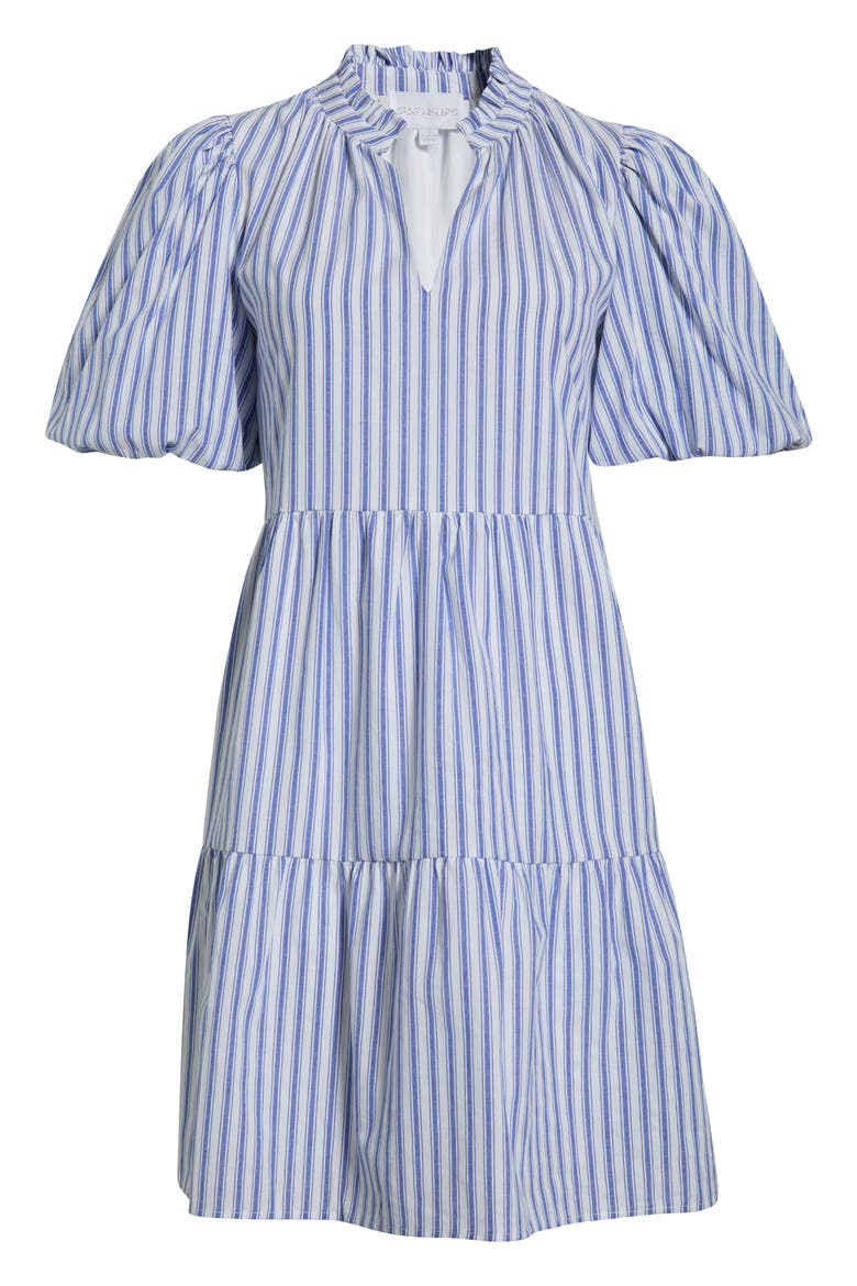 Audry Stripe Jacey Babydoll Minidress, Alternate, color, WHITE-BLUE