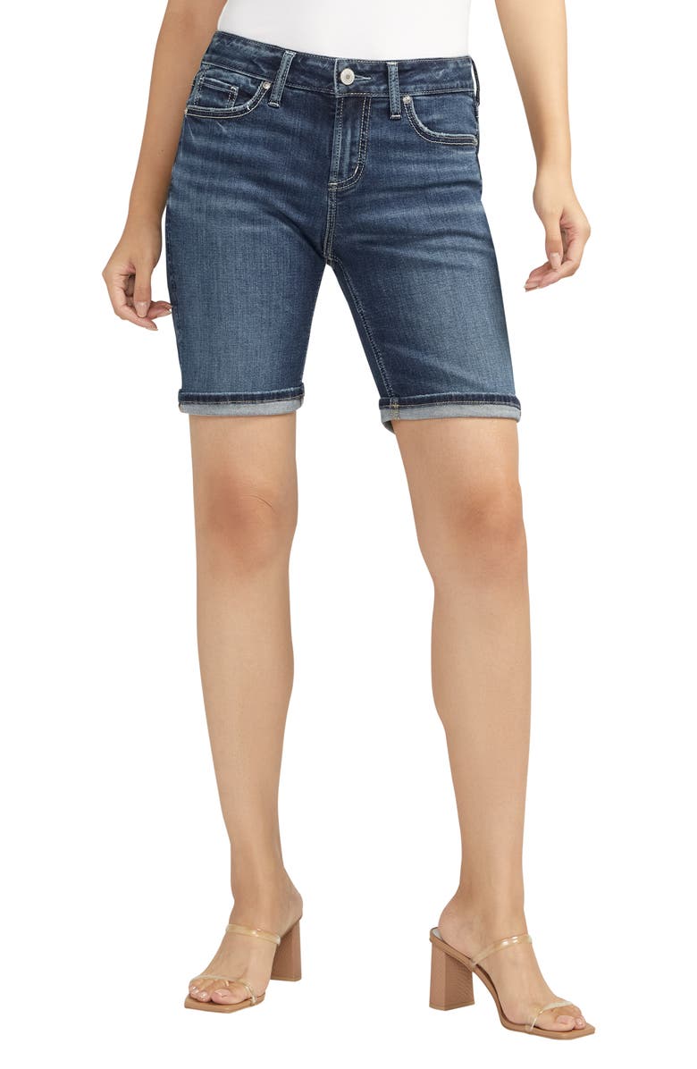 Silver Jeans Co. Suki Curvy Luxe Stretch Bermuda Denim Shorts, Main, color, 