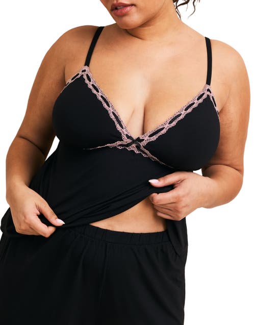 Adore Me Eloisa Tank Top & Pants Pajama Set In Black
