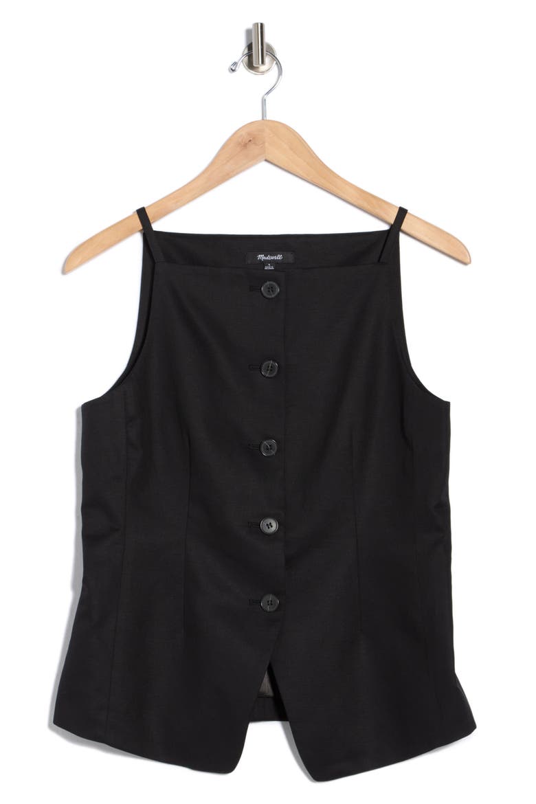 Harlow Square Neck Drapey Twill Vest, Alternate, color, JET BLACK