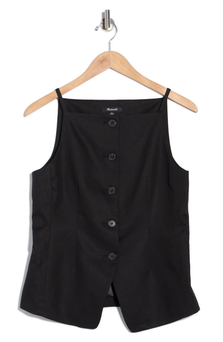 Madewell Harlow Square Neck Drapey Twill Vest, Alternate, color, Jet Black