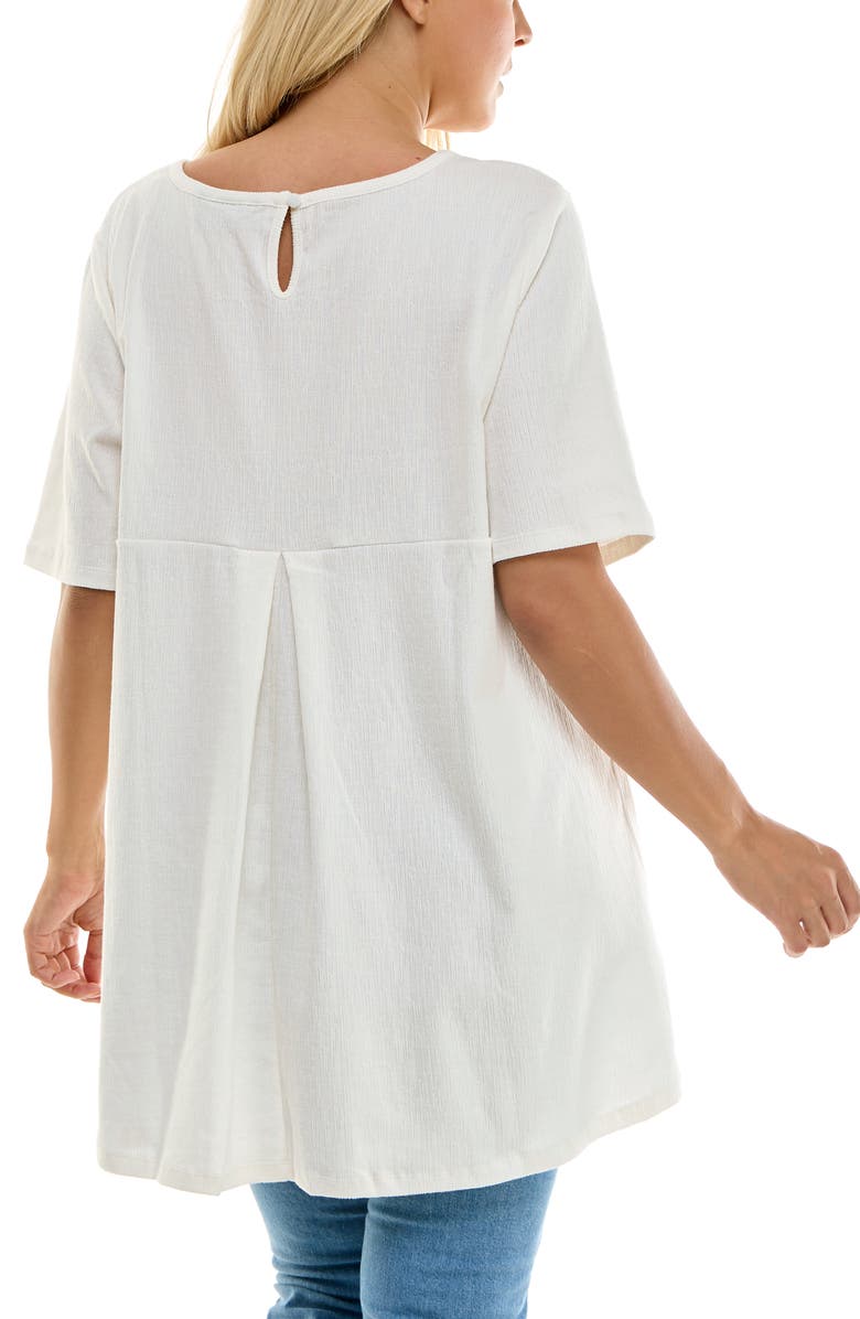 Nina Leonard Elbow Length Sleeve High-Low Top, Alternate, color, Ivory