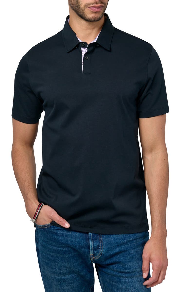 Brooklyn Brigade Slim Fit Solid Short Sleeve Polo, Main, color, Black