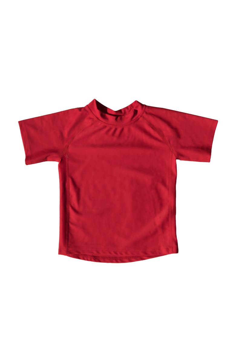 Leveret Kids Short Sleeve Rash Guard, UPF 50+ Swim Shirt, Alternate, color, Red