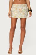 EDIKTED Sequin Beaded Low Rise Miniskirt