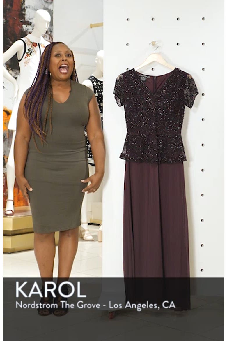 Beaded V-Neck Mock Two-Piece Gown video