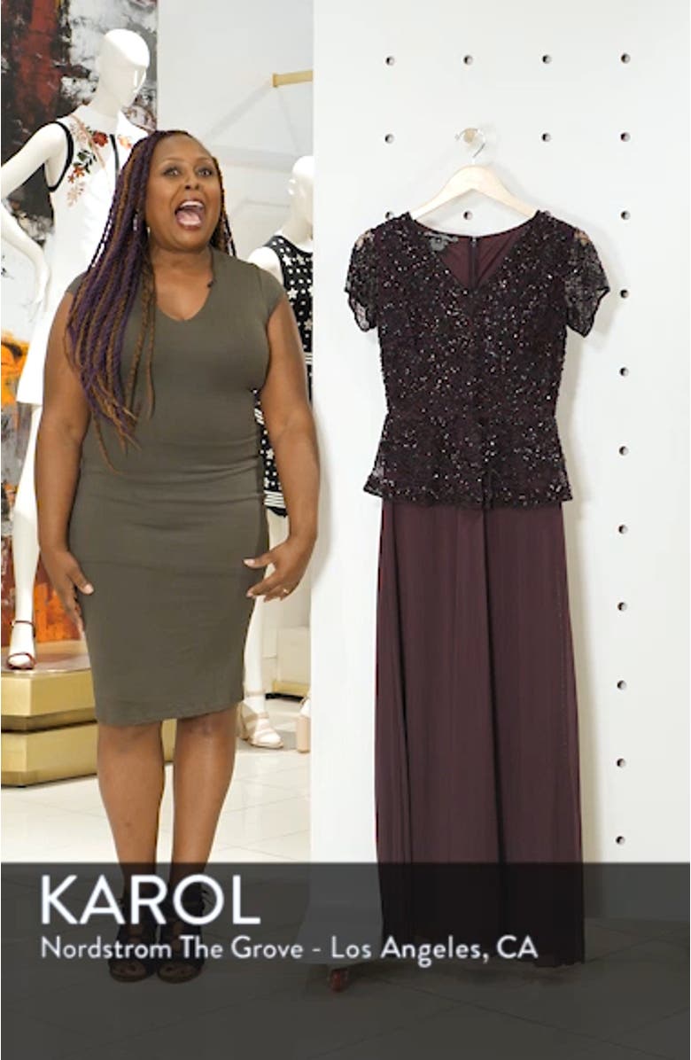 Beaded V-Neck Mock Two-Piece Gown, sales video thumbnail