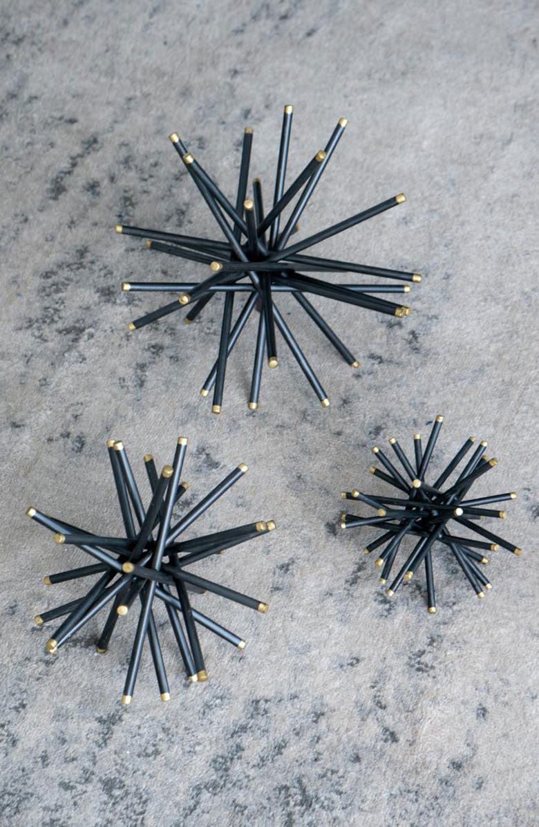 A & B Home Set of 3 Black Caper Metal Accent Statues, Alternate, color, Black