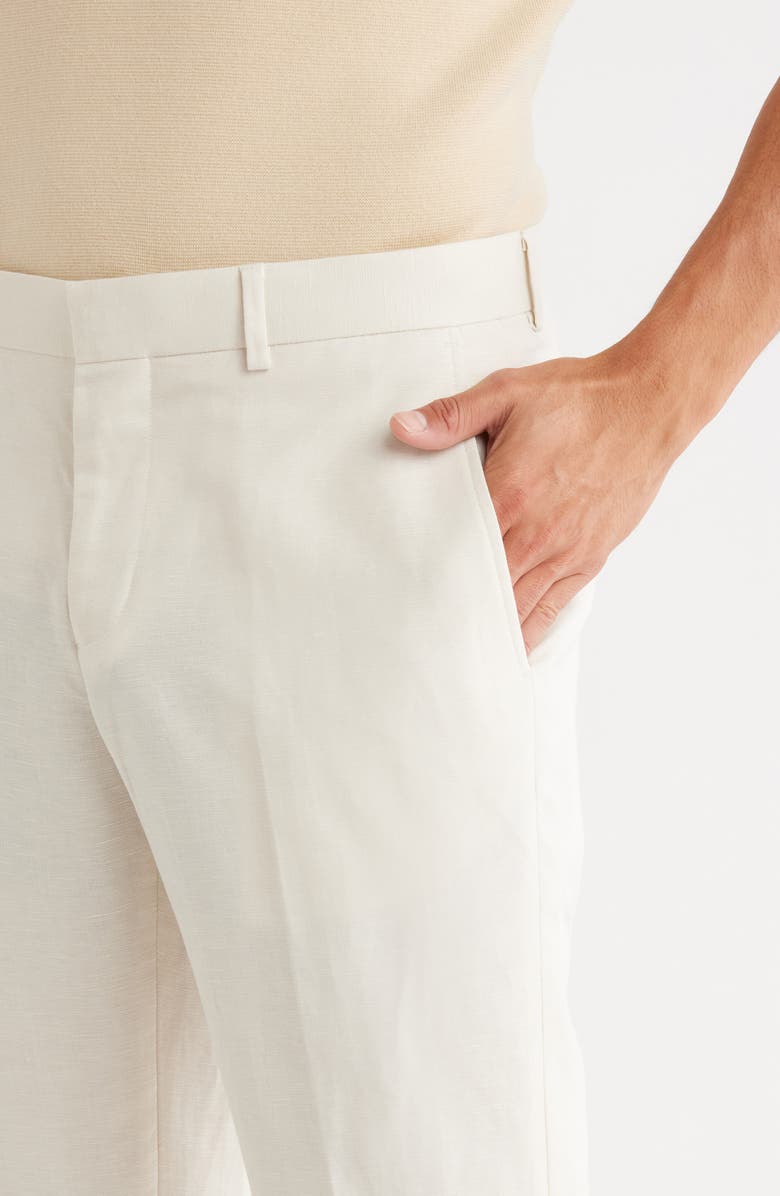 Open Edit Linen Blend Pants, Alternate, color, Ivory Dove