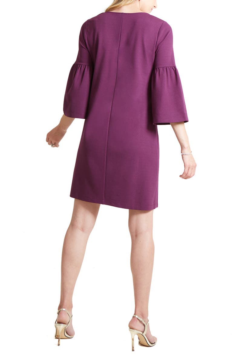 Ingrid & Isabel® Bell Sleeve Ponte Knit Maternity Dress, Alternate, color, PLUM