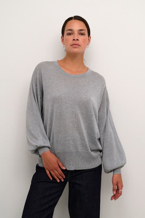 KAankra Shimmer Knit Round Neck Pullover