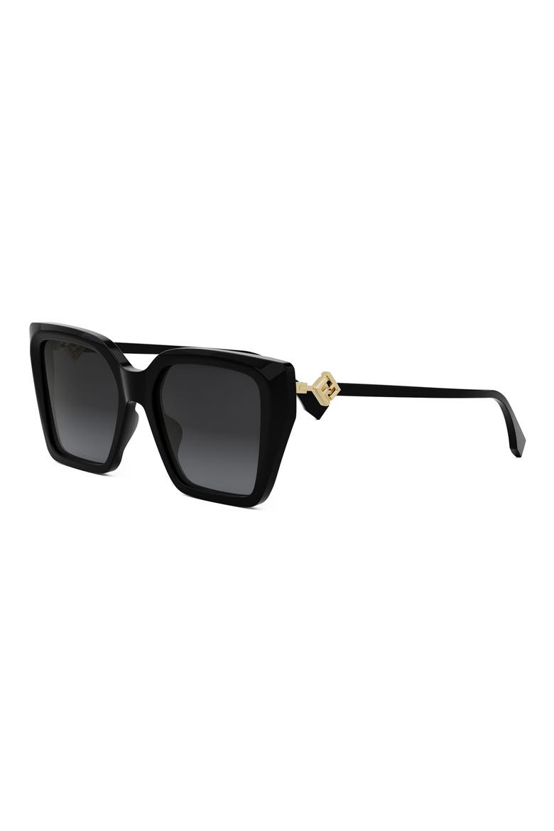 FF Diamonds 54mm Gradient Square Sunglasses, Alternate, color, SHINY BLACK / GRADIENT SMOKE