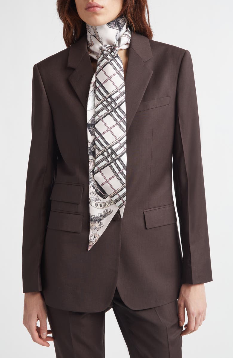 Burberry Etched Equestrian Knight Reversible Silk Skinny Scarf, Alternate, color, Quartz Pink