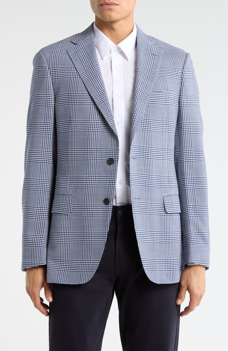 Samuelsohn Blue Plaid Stretch Wool Sport Coat, Main, color, Blue
