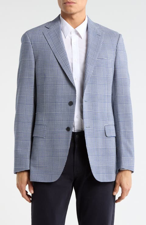Blue Plaid Stretch Wool Sport Coat