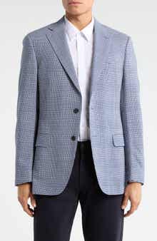 Samuelsohn Blue Plaid Stretch Wool Sport Coat
