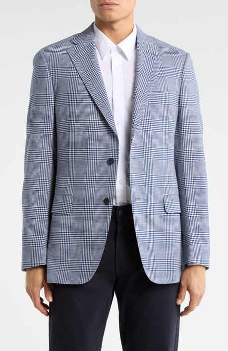 Samuelsohn Blue Plaid Stretch Wool Sport Coat