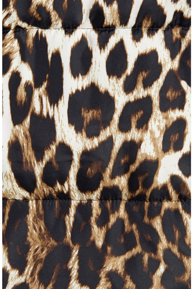 Stand Collar Water Resistant Leopard Print Puffer Coat, Alternate, color, LEOPARD