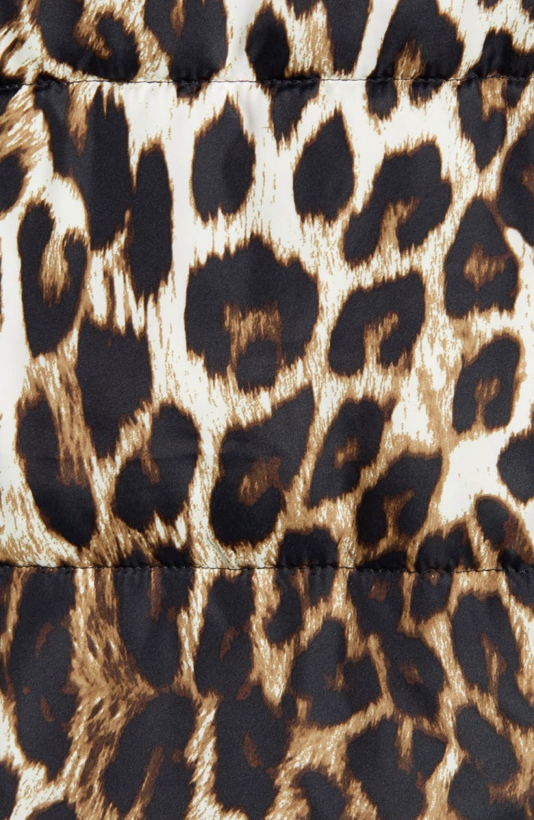 Via Spiga Stand Collar Water Resistant Leopard Print Puffer Coat, Alternate, color,