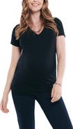MOTHERHOOD MATERNITY V-Neck Side-Ruched Maternity Short Sleeve Tee