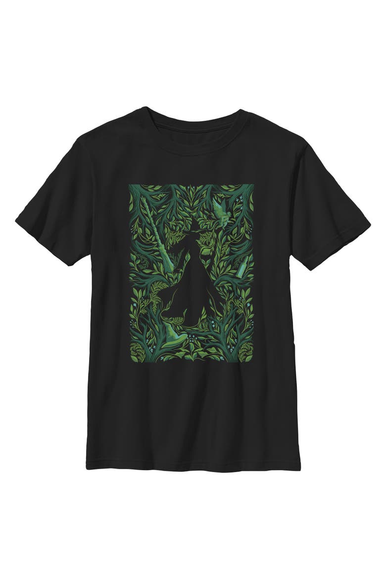 Boys' Elphaba Forest Green Poster Graphic Short Sleeve T-Shirt, Main, color, Black