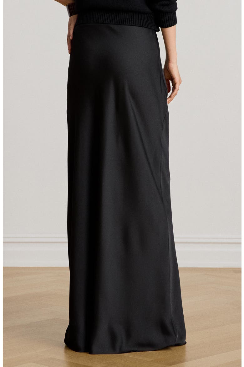 Satin Charmeuse Maxi Skirt, Alternate, color, BLACK
