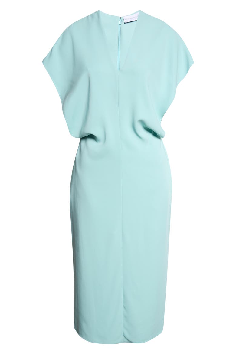 Draped V-Neck Midi Dress, Alternate, color, AQUAMARINE
