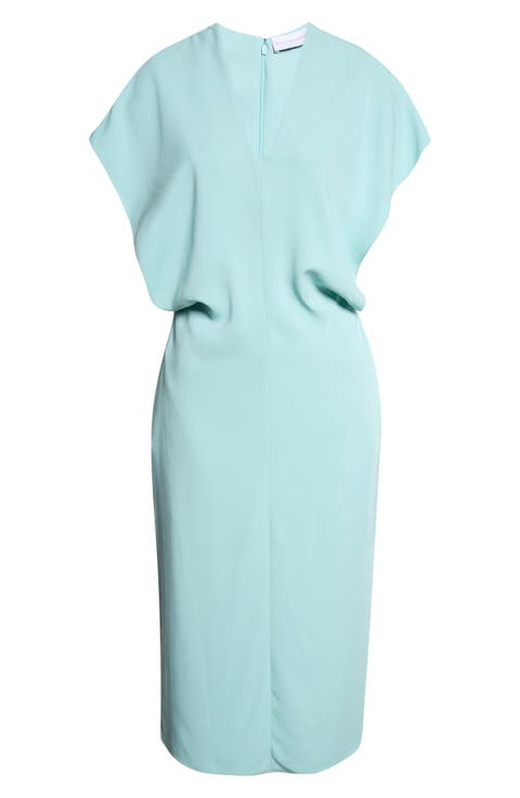 Draped V-Neck Midi Dress
