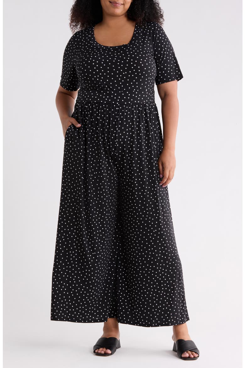 Polka Dot Wide Leg Jumpsuit, Main, color, BLACK DOT
