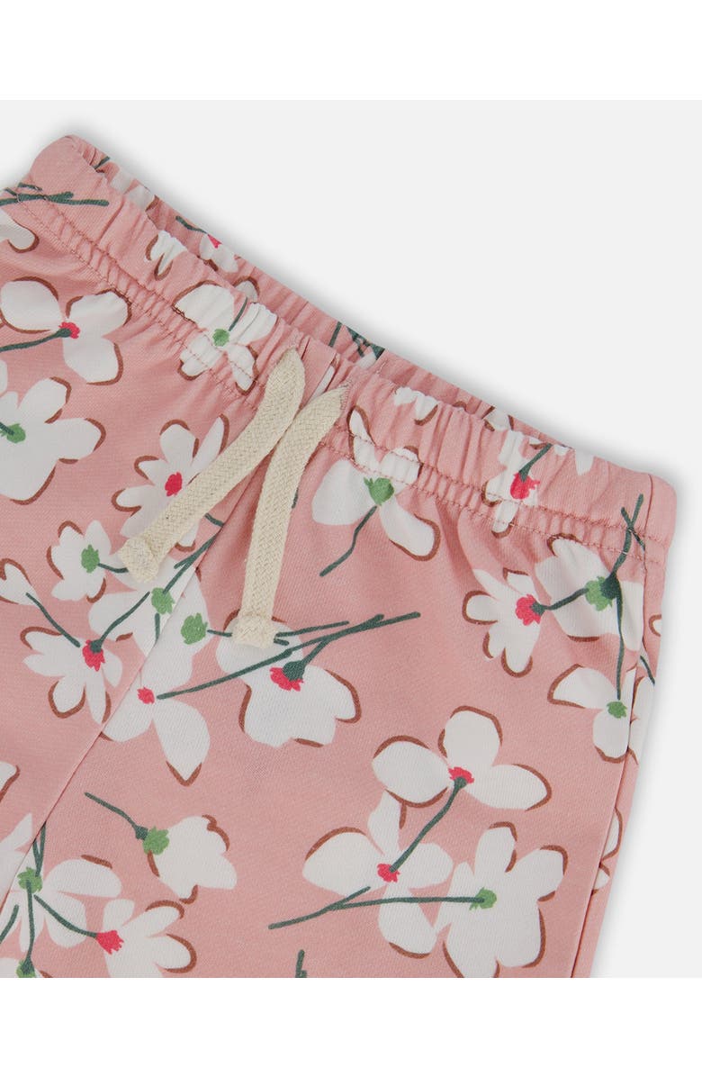 Deux par Deux Baby Girl's French Terry Short Pink Jasmine Flower Print, Alternate, color, 