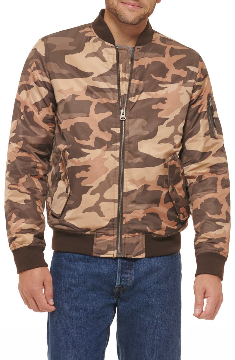 Levi's<sup>®</sup> Filled Flight Bomber Jacket, Main, color, Brown/ Coral
