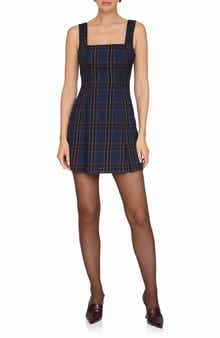 Avec Les Filles Plaid Fit & Flare Minidress