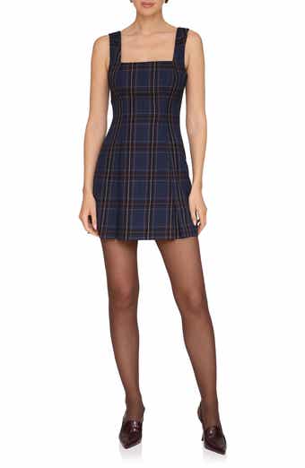 Avec Les Filles Plaid Fit & Flare Minidress