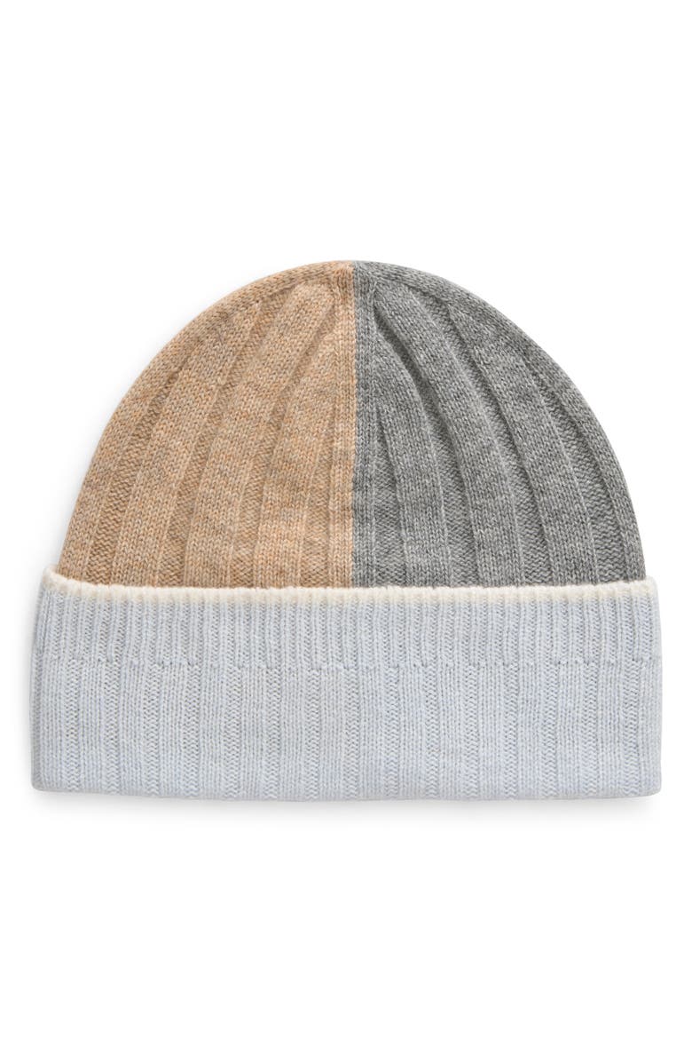 Johnstons of Elgin Colorblock Cashmere Rib Beanie, Main, color,