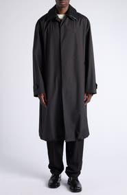 Bottega Veneta Technical Wool & Silk Trench Coat with Removable Intrecciato Collar