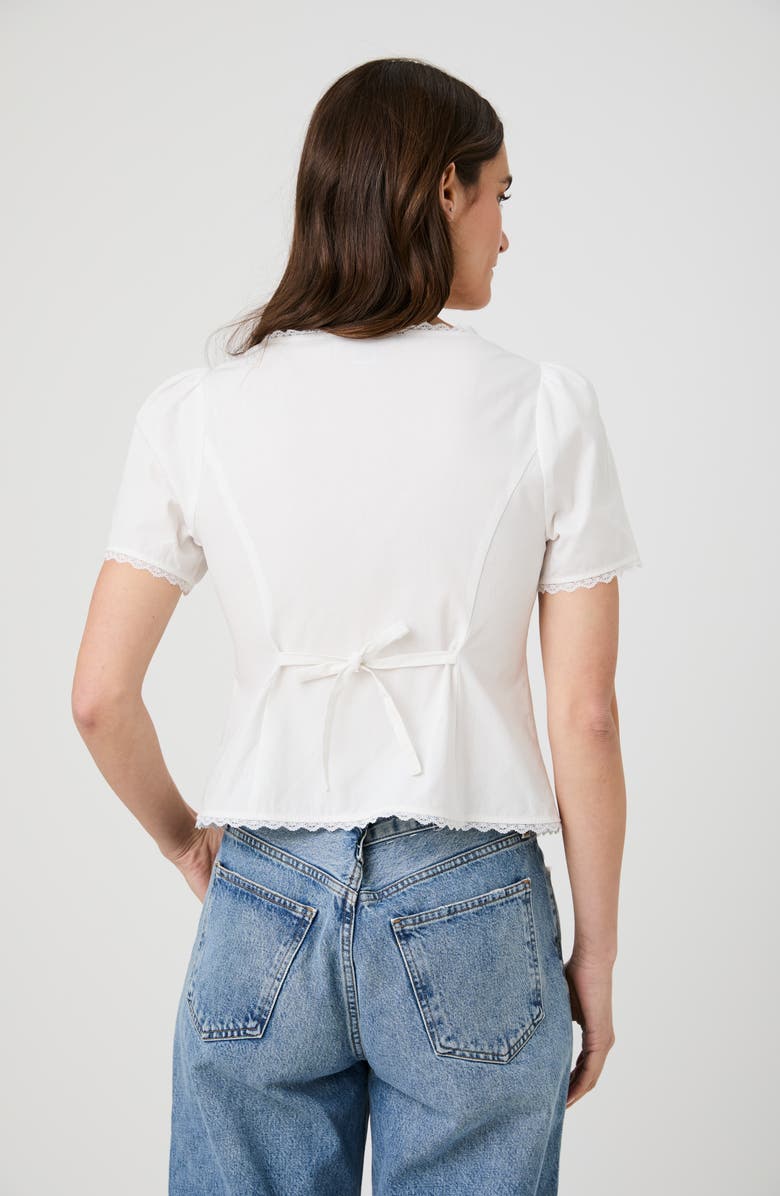 French Connection Lace Trim Button-Up Top, Alternate, color, Linen White