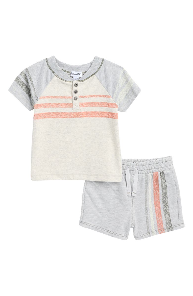 Splendid Stripe Henley T-Shirt & Shorts Set, Main, color, Orange Stripe