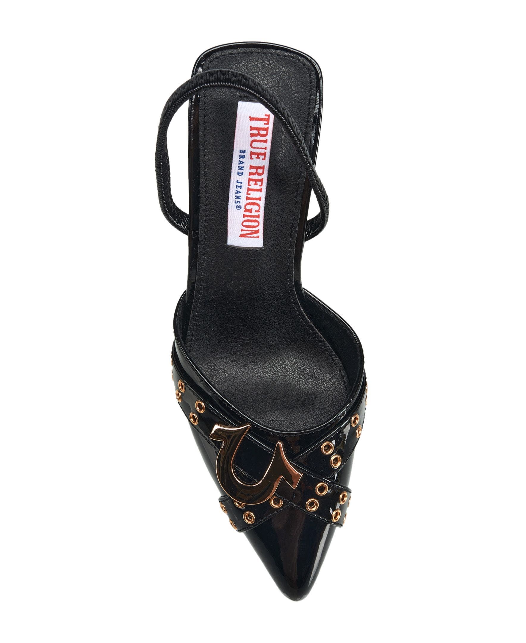 Sade Metal Buckle Logo Heel, Alternate, color, Black