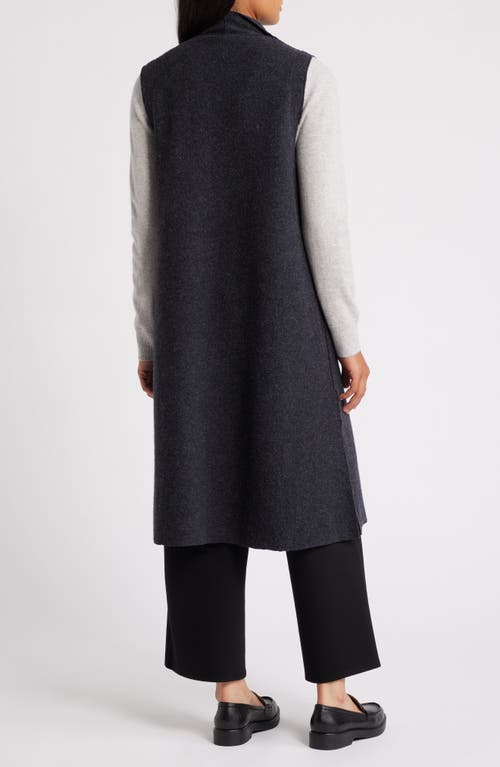 Eileen Fisher Longline Wool Vest In Blue
