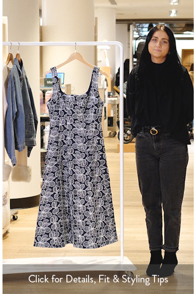 Floral Embroidered Denim Fit & Flare Dress video