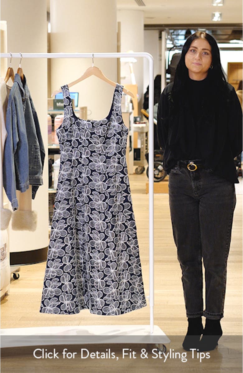 Floral Embroidered Denim Fit 
Flare Dress, sales video thumbnail