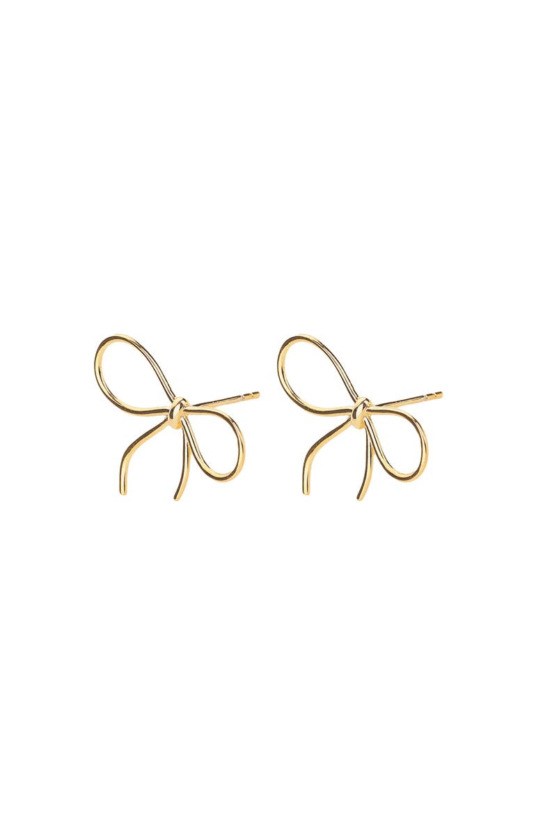 Sterling Silver 18k Gold Plated Colette Bow Earrings Dainty Gift, Main, color, Gold