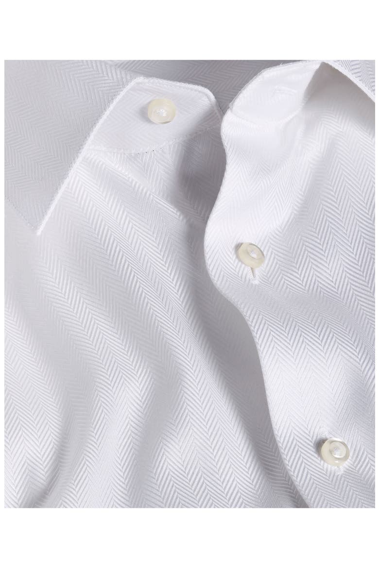 Trim Fit Solid Herringbone Formal Shirt, Alternate, color, WHITE