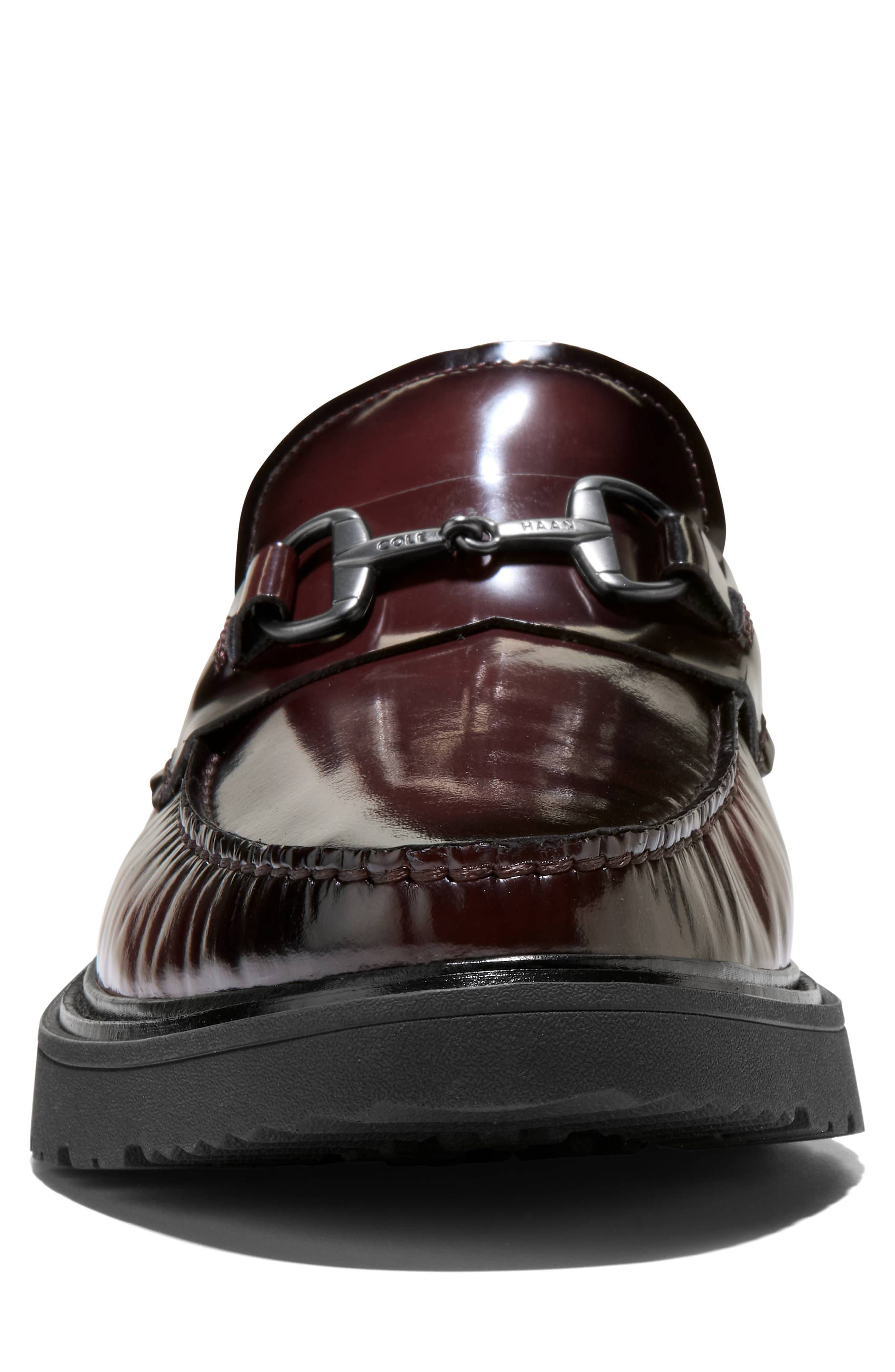 Broome Grand Lug Sole Bit Loafer, Alternate, color, BURGUNDY BOX BRUSH OFF / BLACK