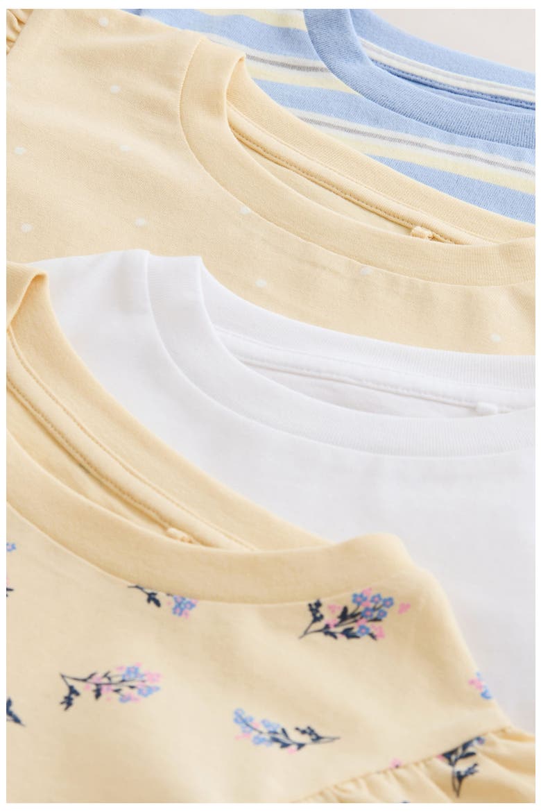 Kids' 4-Pack Assorted Flutter Sleeve Cotton T-Shirts, Alternate, color, BLUE/YELLOW MULTI