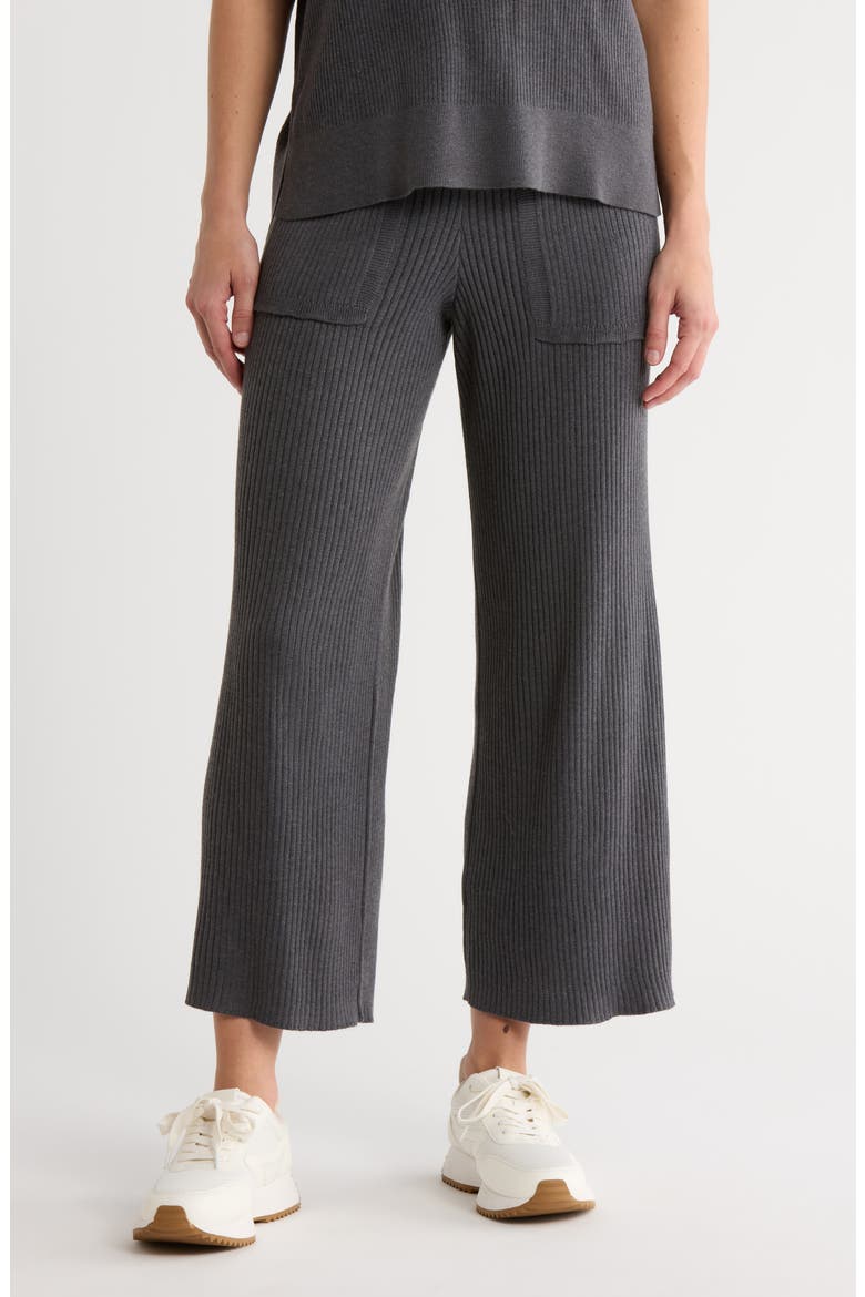 Rib Knit Wide Leg Crop Pants, Main, color, LEAD