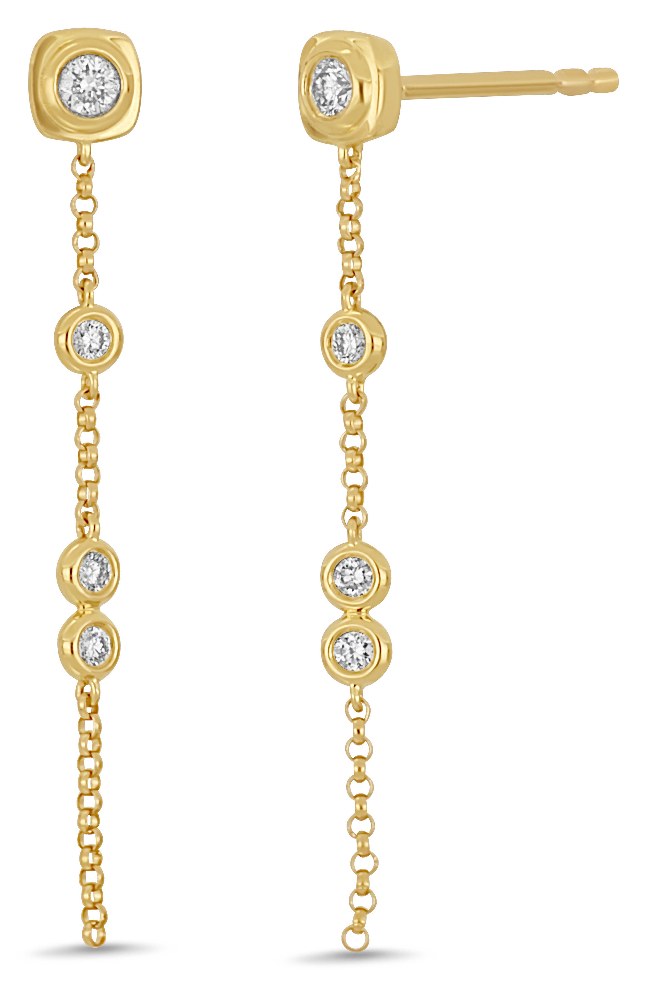 Bony Levy Monaco 18K Yellow Gold Diamond Linear Drop Earrings