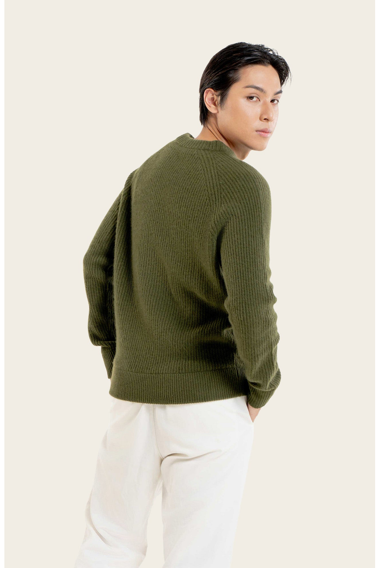 Aidan Chunky Cashmere Crewneck Sweater, Alternate, color, Olive