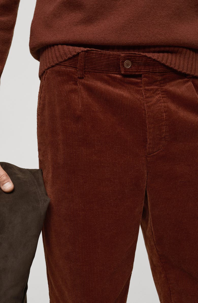 MANGO Straight Leg Corduroy Pants, Alternate, color, Russet